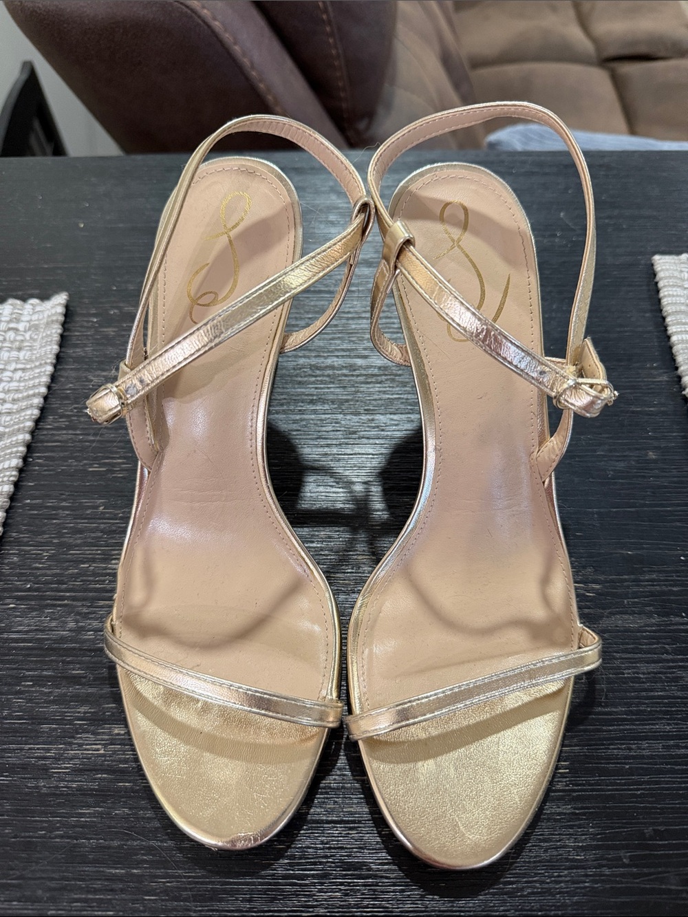Gold Strappy Slingback Sandals - Women's Elegant Evening Heels